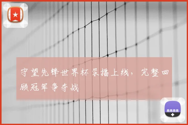 守望先锋世界杯录播上线，完整回顾冠军争夺战